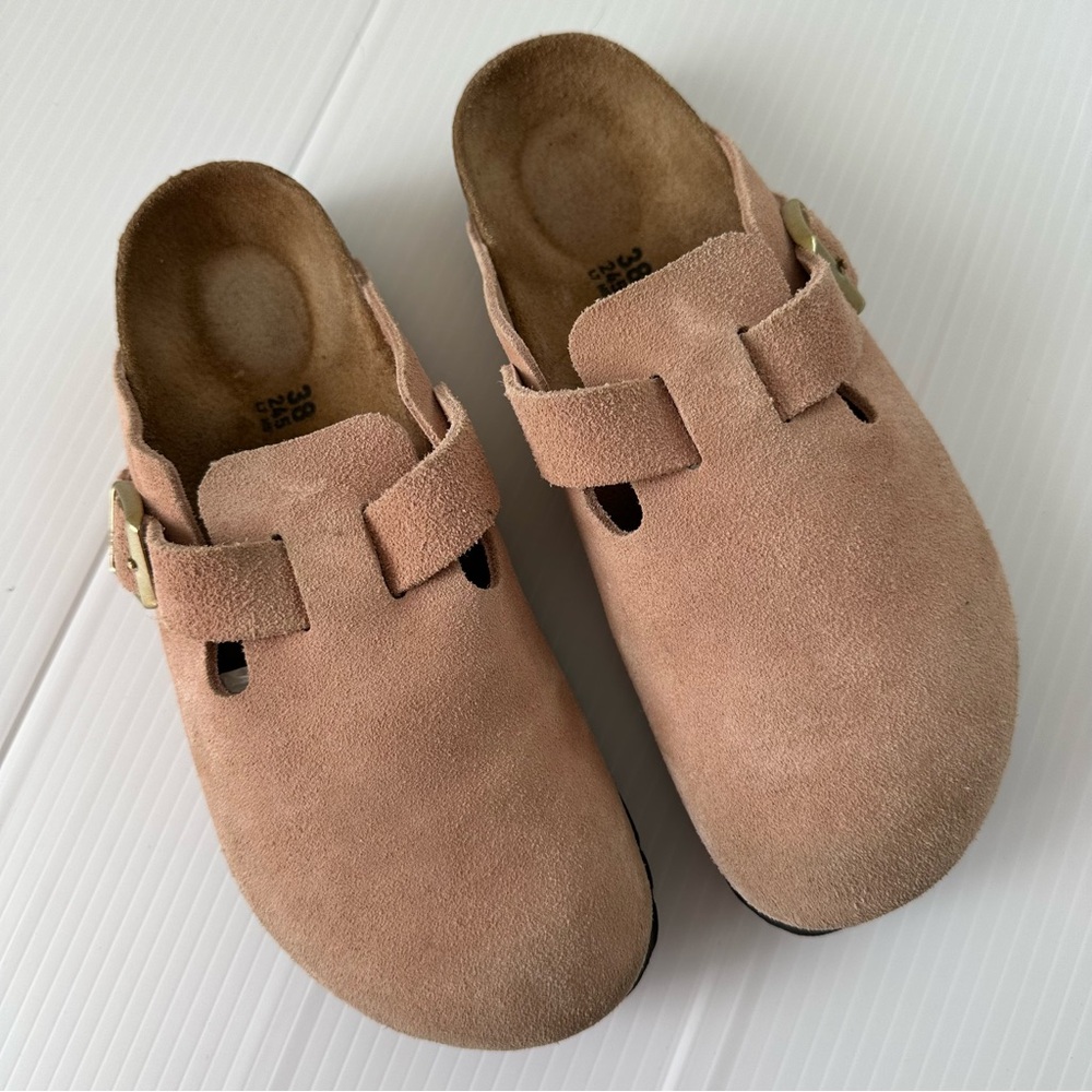 Birkenstock Boston Suede Mules Pink Clay, 7-7.5 (38)